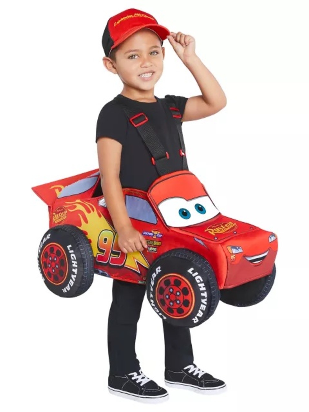 Toddler Lightning McQueen Full Costume + Fuzzy Pullover & Accessories 3-4T - Picture 12 of 16